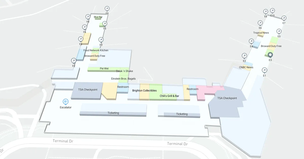 Fort Lauderdale-Hollywood International Airport Terminal 3 Interactive Map