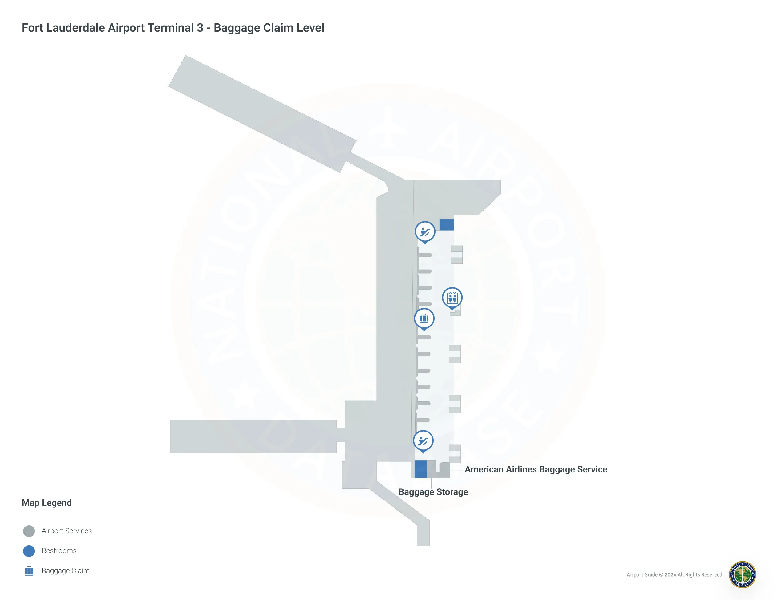 Fort Lauderdale Airport FLL | Terminal 3/Baggage Claim Level Map