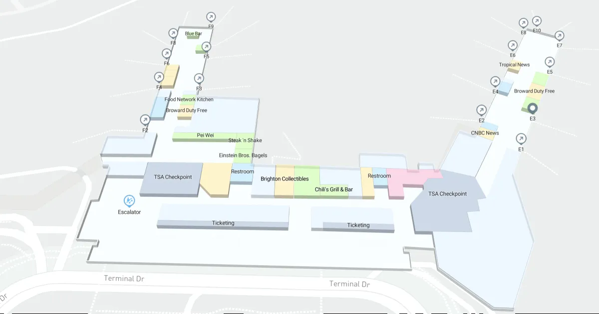 FLL Terminal 3 Ticketing-Gates Level Interactive map