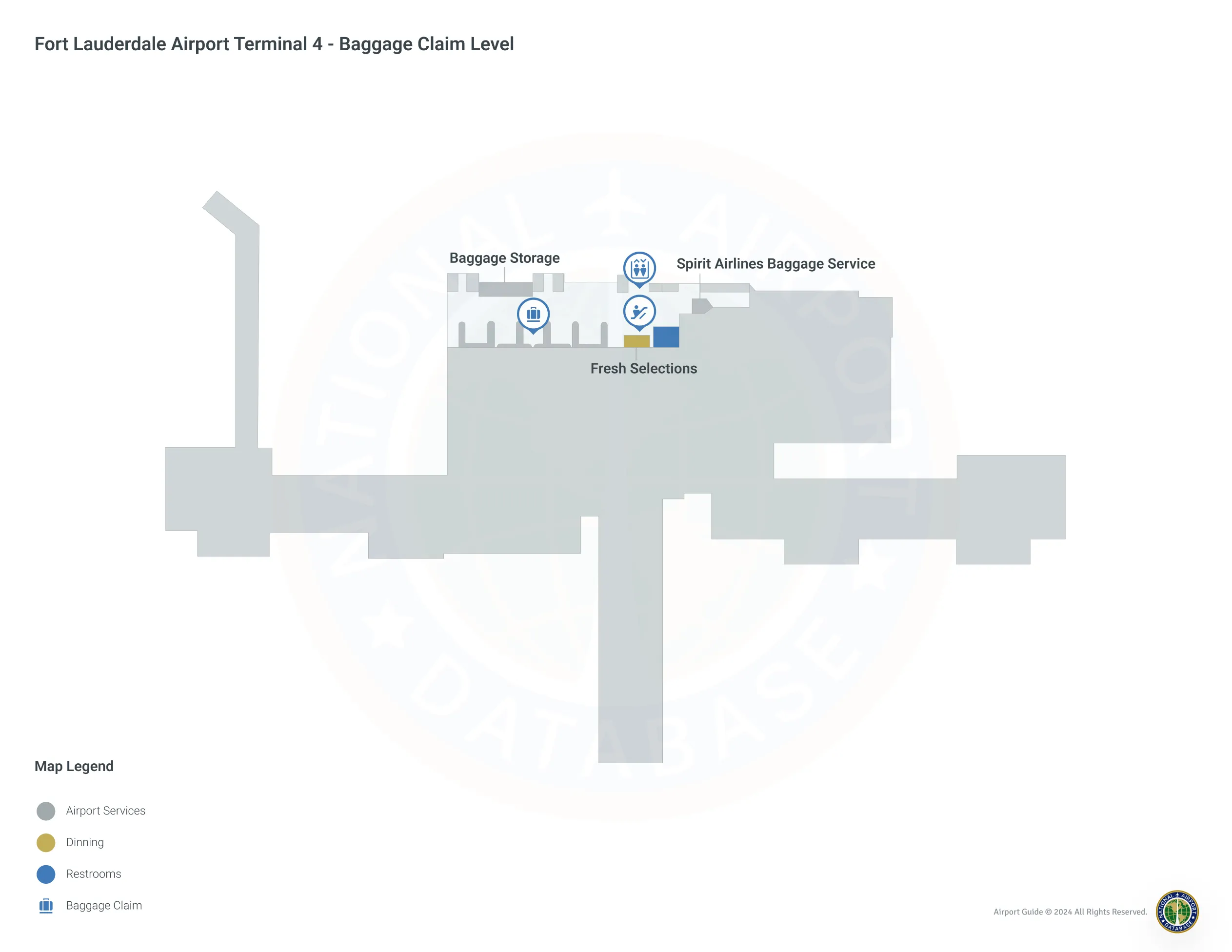 FLL Terminal 4 / Baggage Claim Level Map