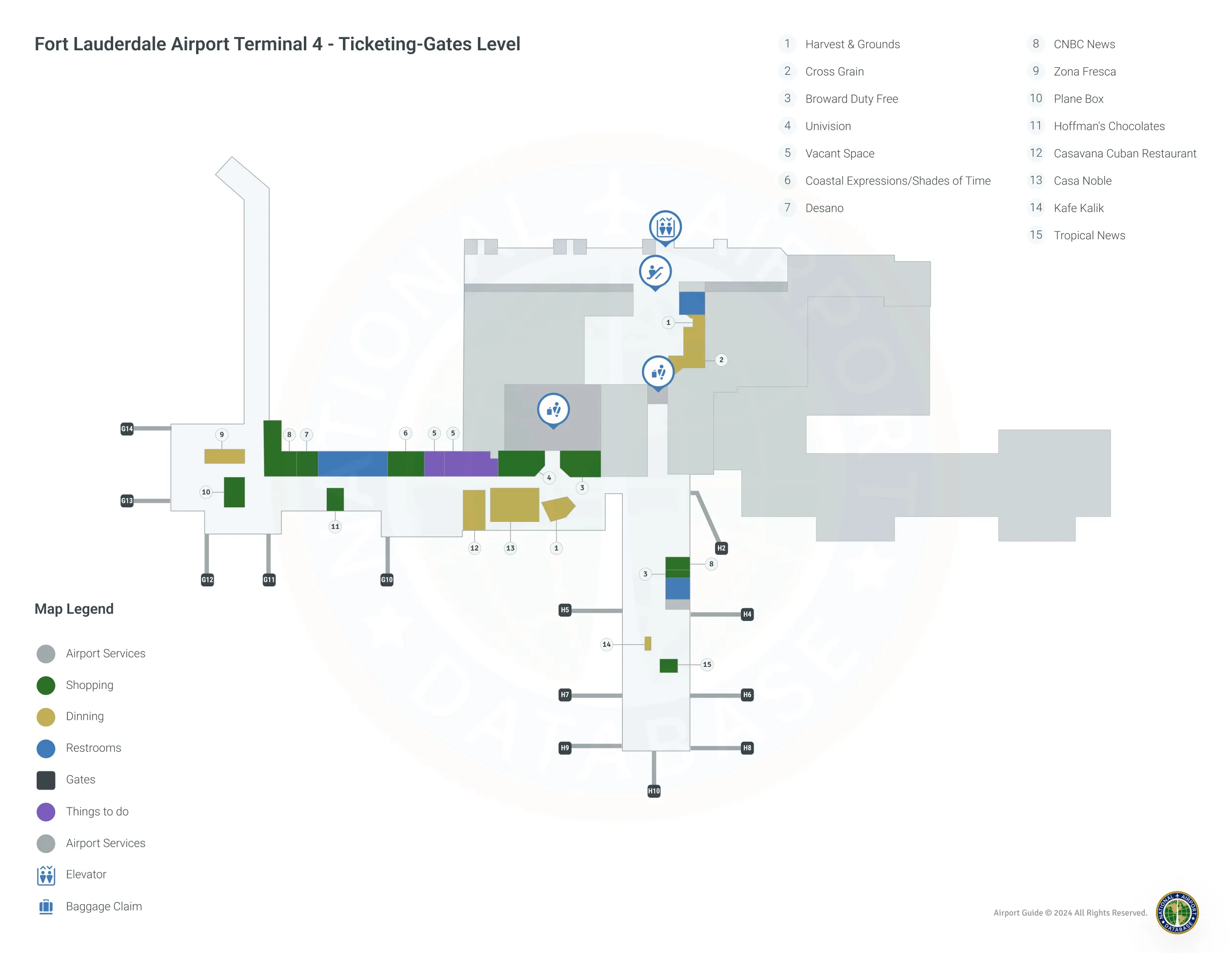 FLL Terminal 4 / Ticketing Gates Level Map