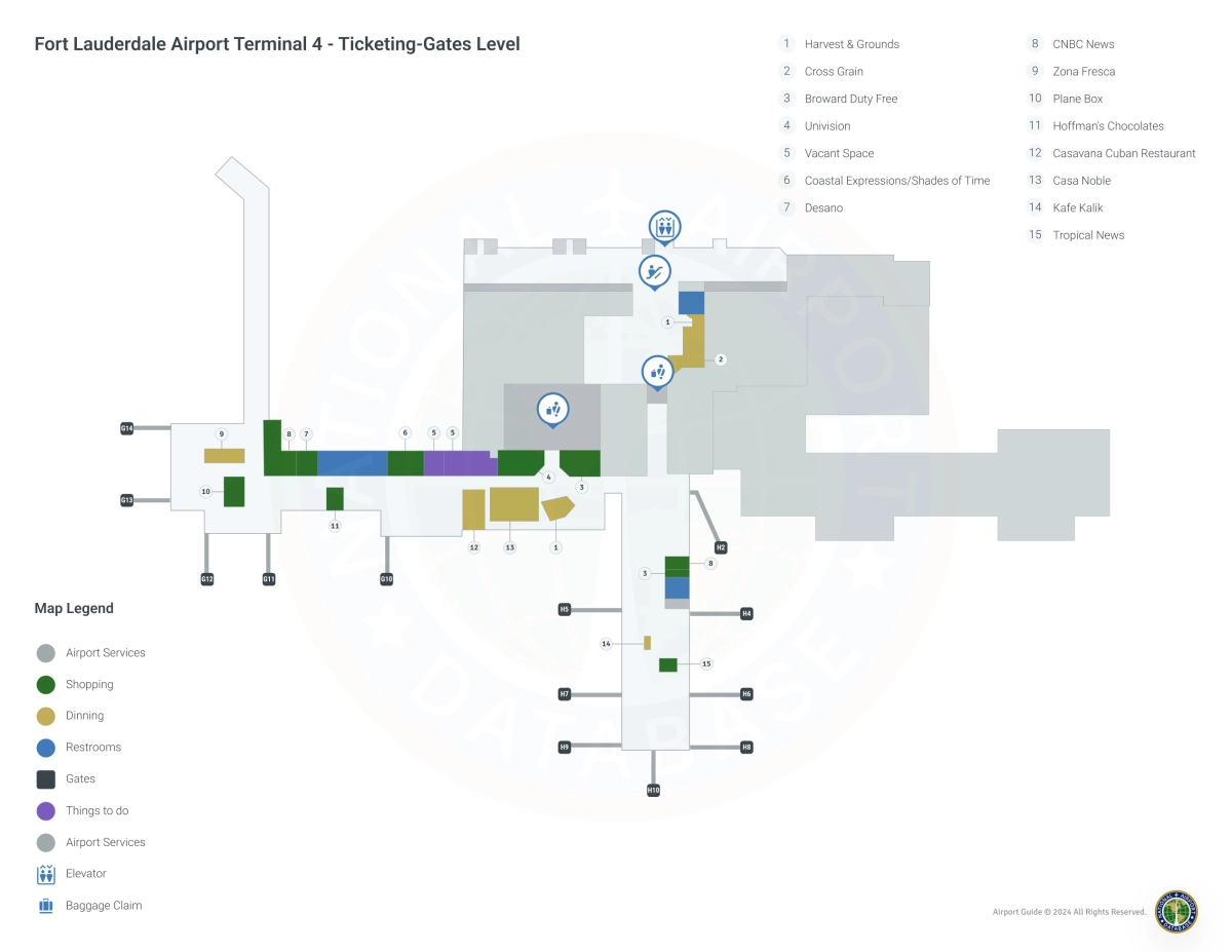 FLL Terminal 4 / Ticketing Gates Level Map