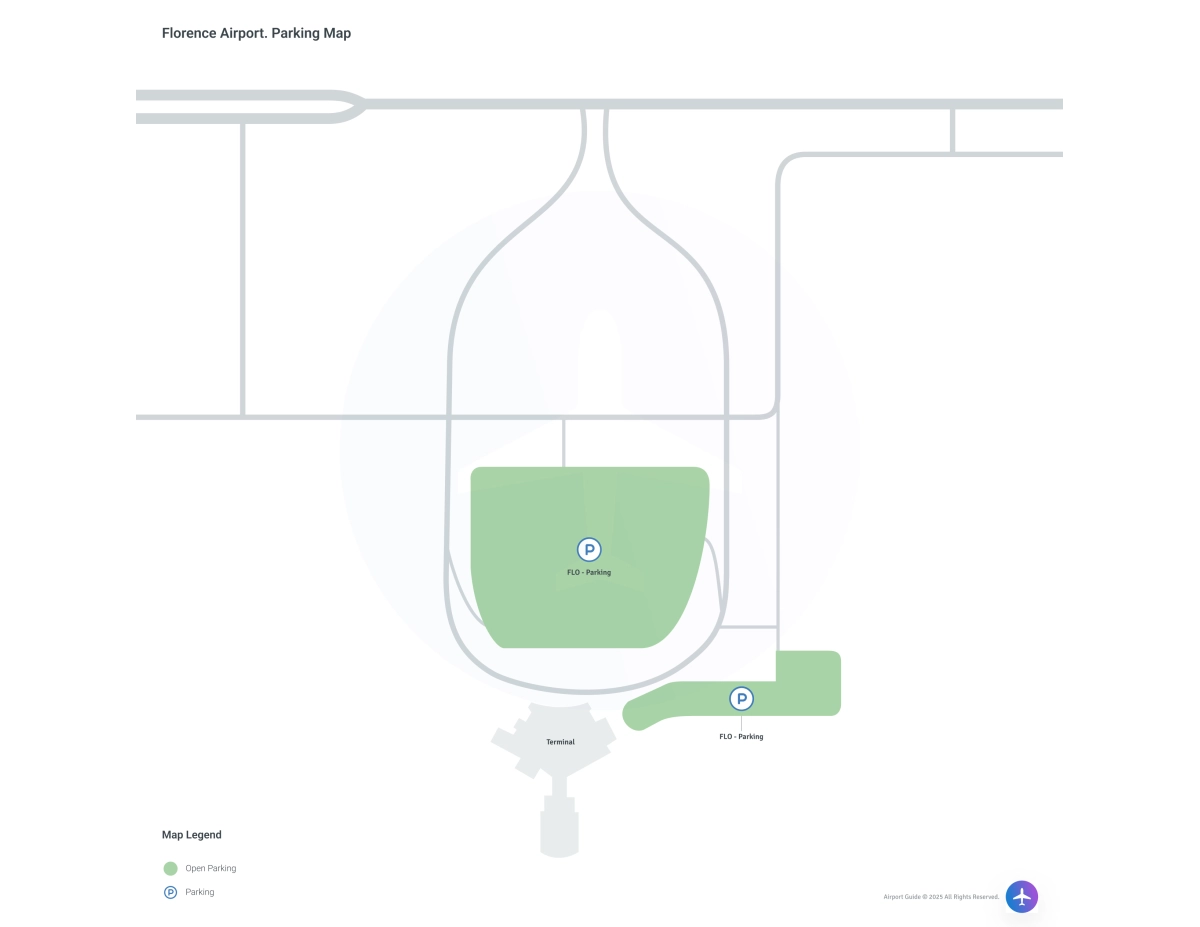 Florence Regional Airport (FLO) Parking Map