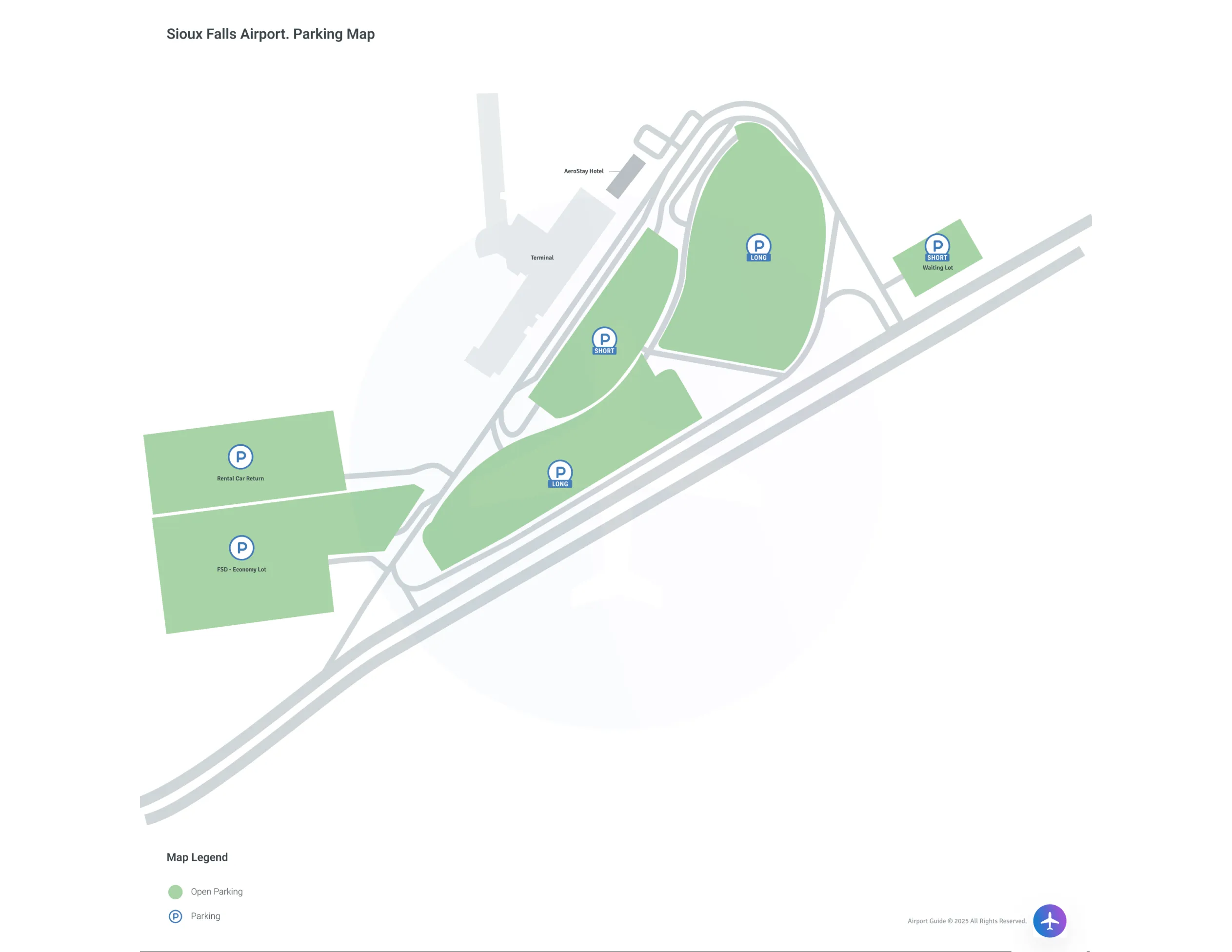 Sioux Falls Regional Airport-Joe Foss Field (FSD) Parking Map