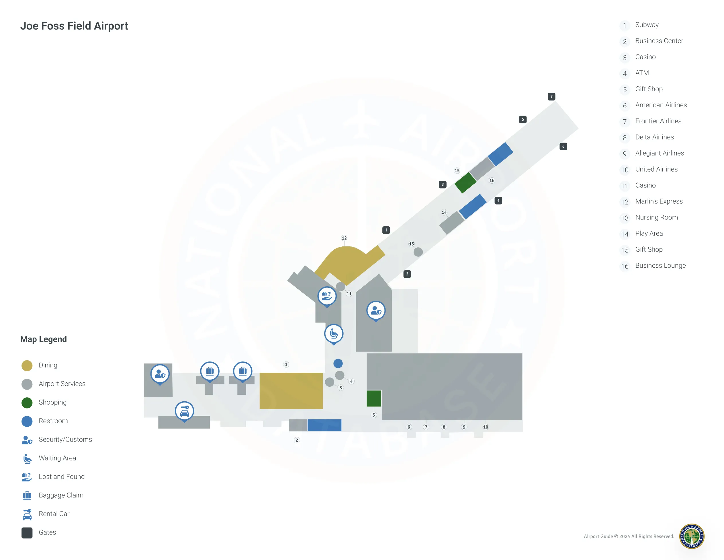 Sioux Falls Airport FSD | Terminal 1/Level 1 Map