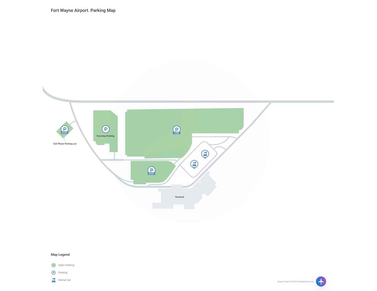 Fort Wayne International Airport (FWA) Parking Map