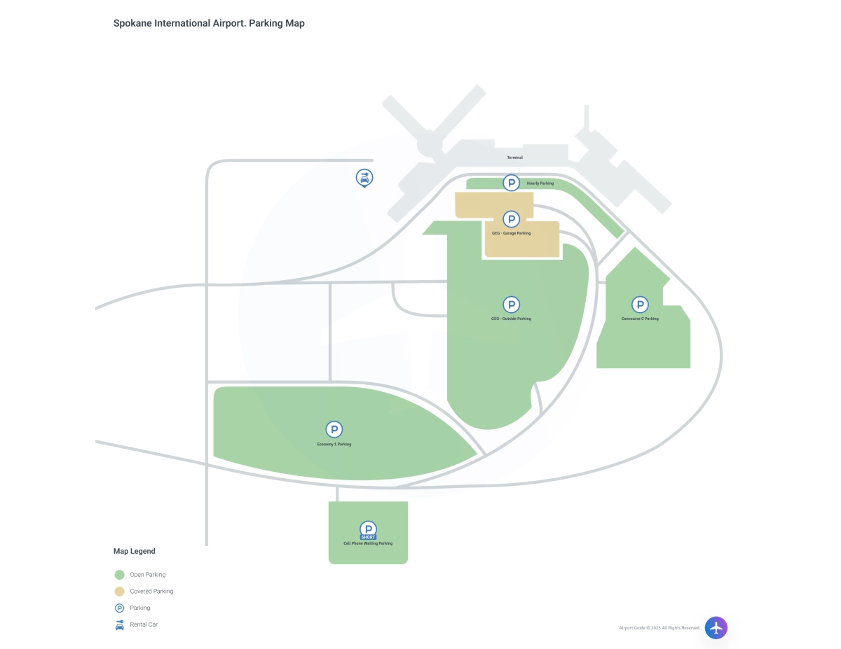 Spokane International Airport (GEG) Parking Map