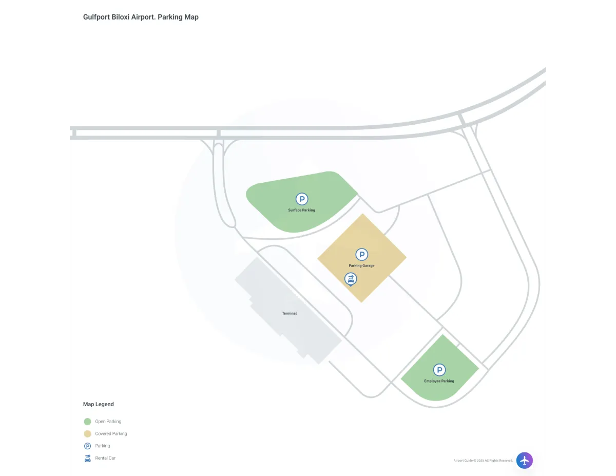 Gulfport-Biloxi International Airport (GPT) Parking Map
