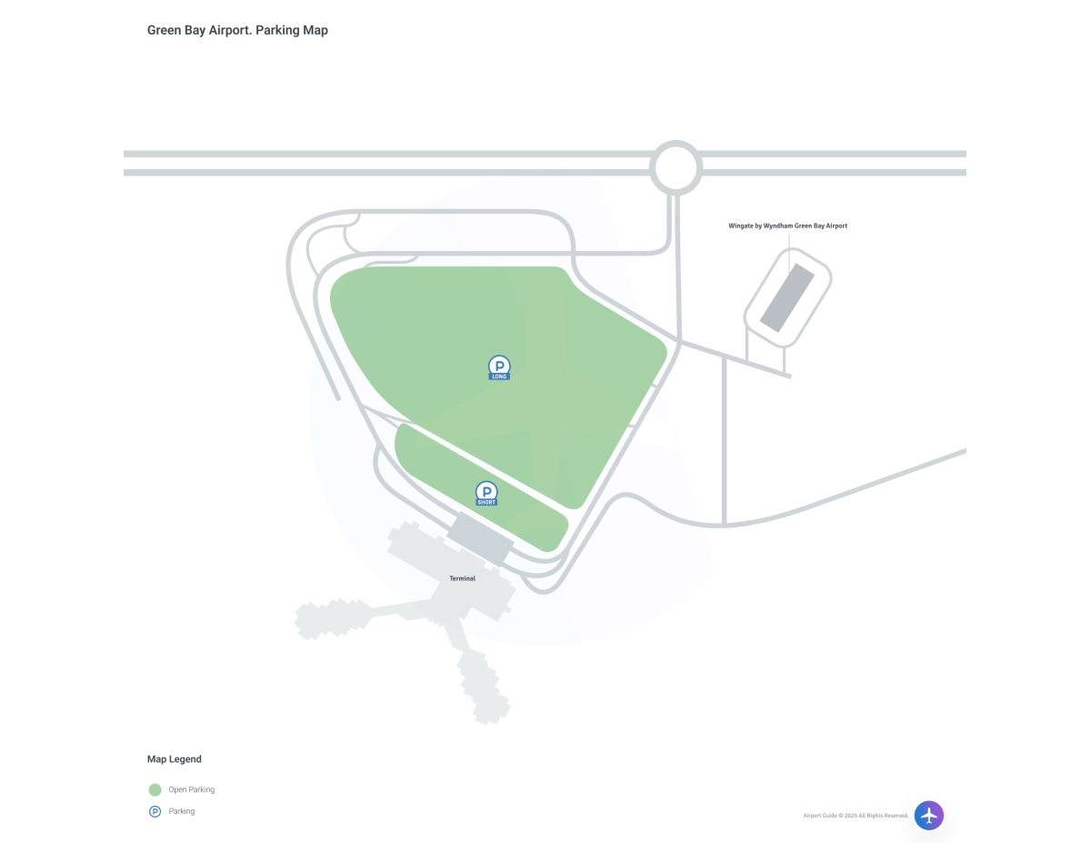 Green Bay-Austin Straubel International Airport (GRB) Parking Map