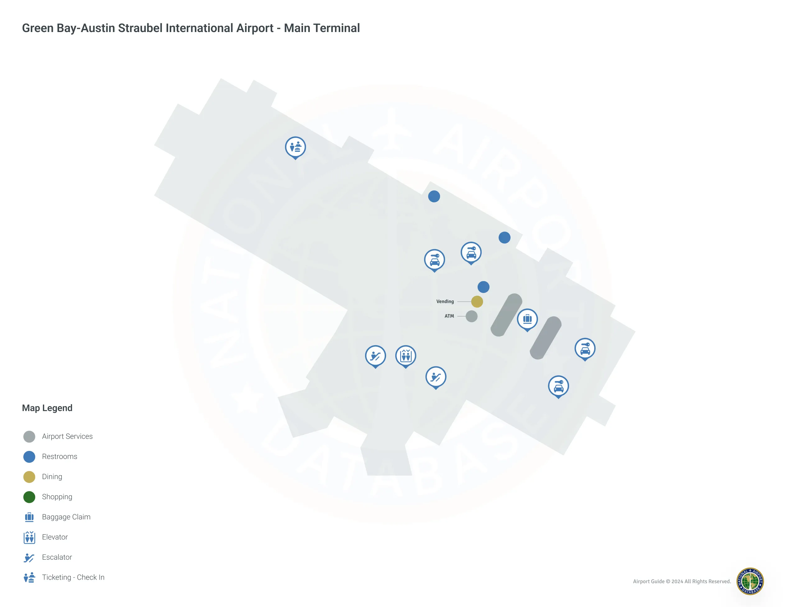 Green Bay Airport GRB | Terminal 1/Level 1 Map