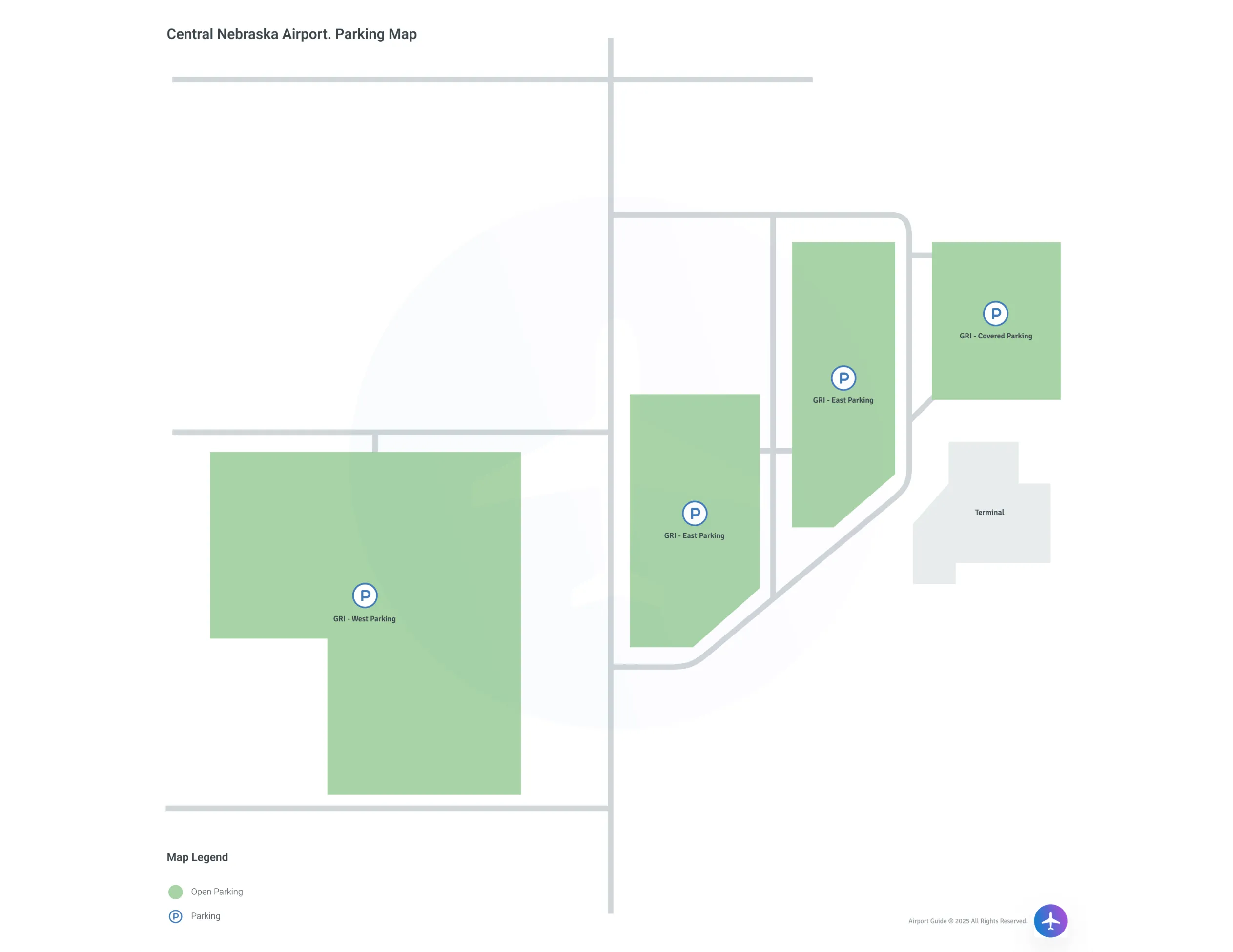 Central Nebraska Regional Airport (GRI) Parking Map