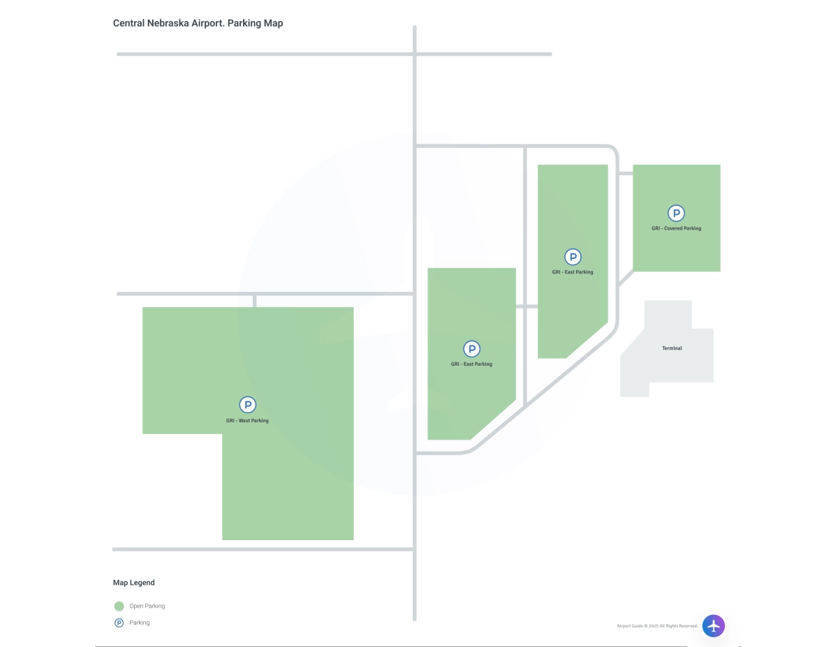 Central Nebraska Regional Airport (GRI) Parking Map
