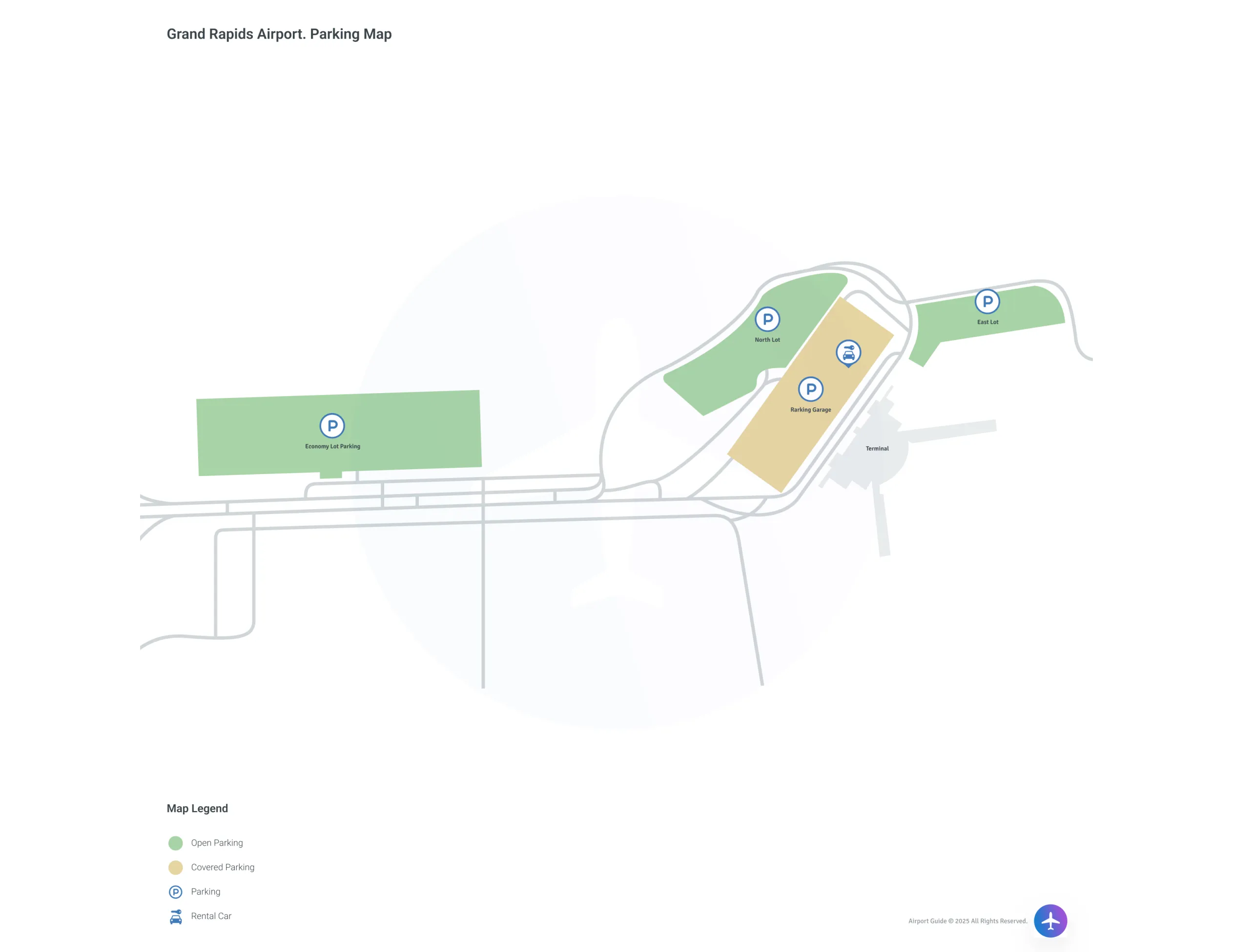 Gerald R Ford International Airport (GRR) Parking Map