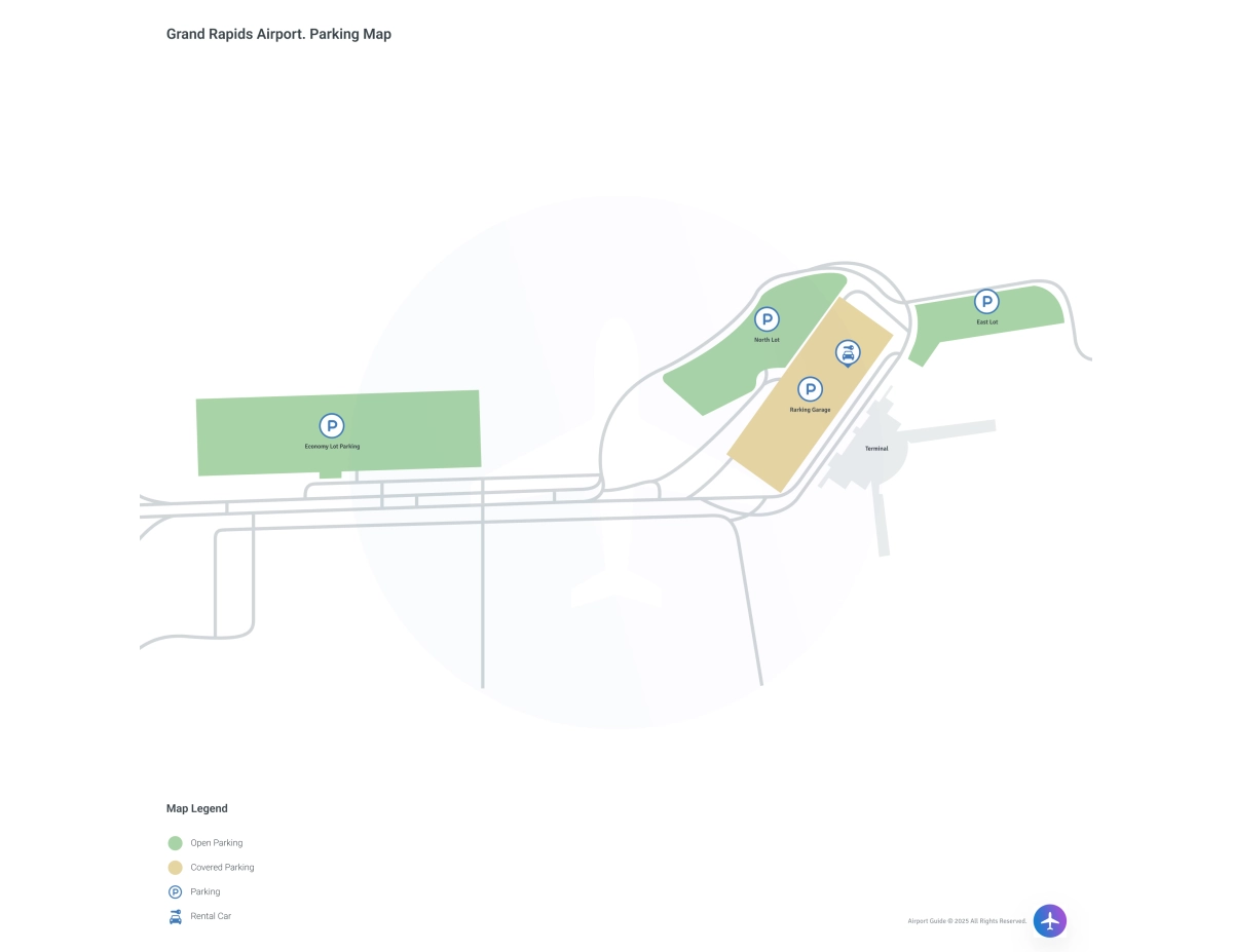 Gerald R Ford International Airport (GRR) Parking Map