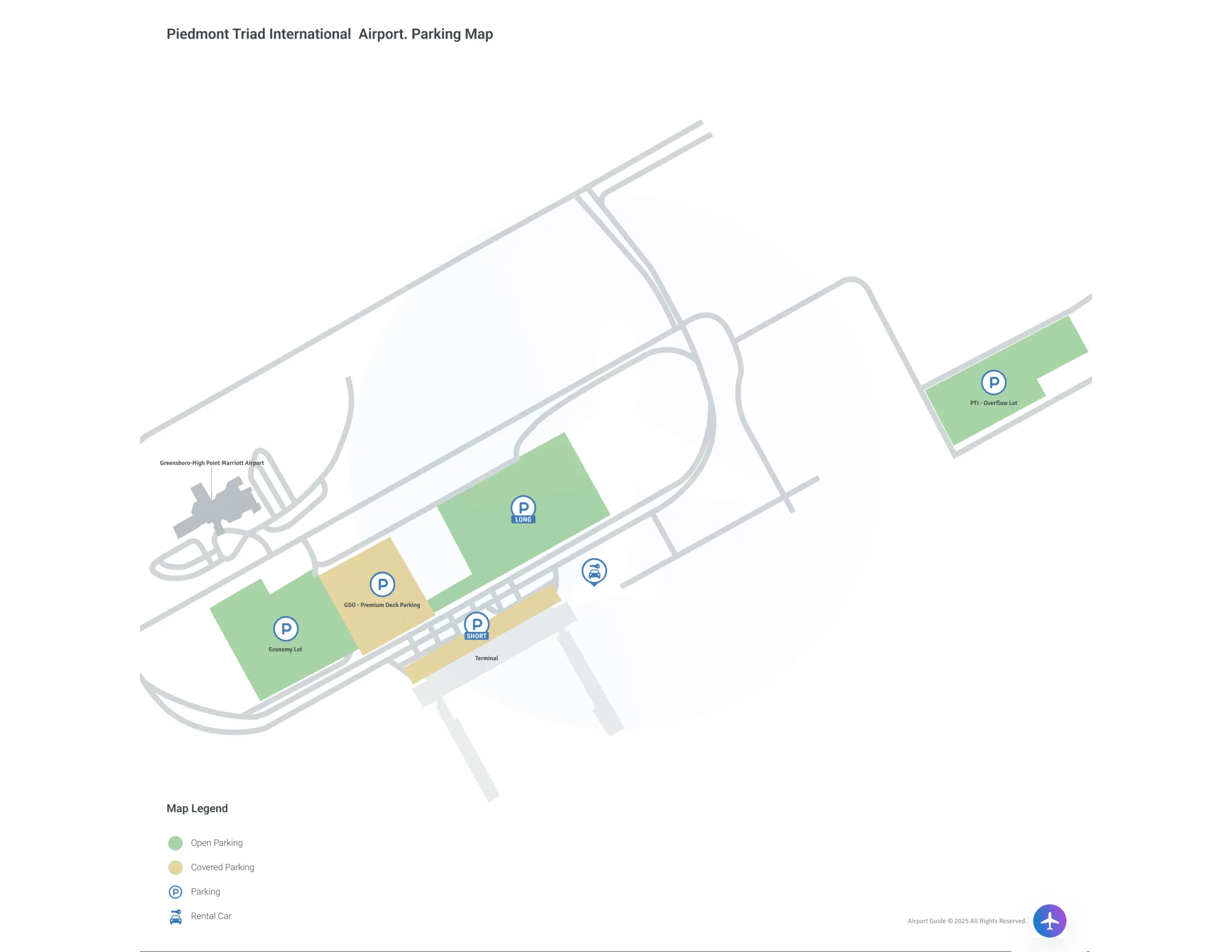 Piedmont Triad International Airport (GSO) Parking Map
