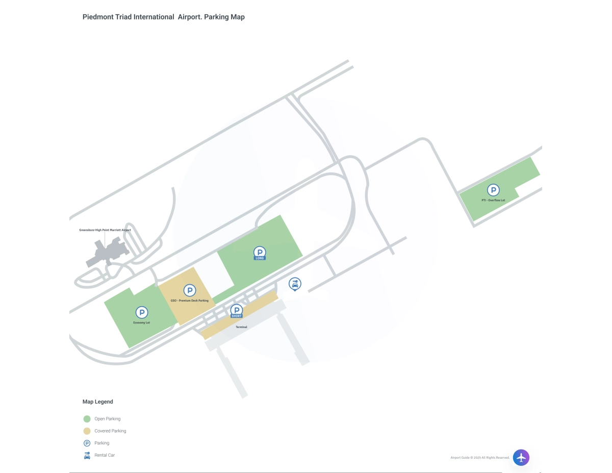 Piedmont Triad International Airport (GSO) Parking Map
