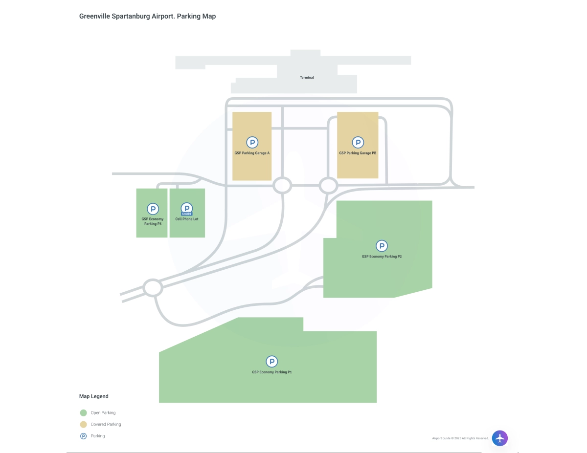 Greenville-Spartanburg International Airport (GSP) Parking Map