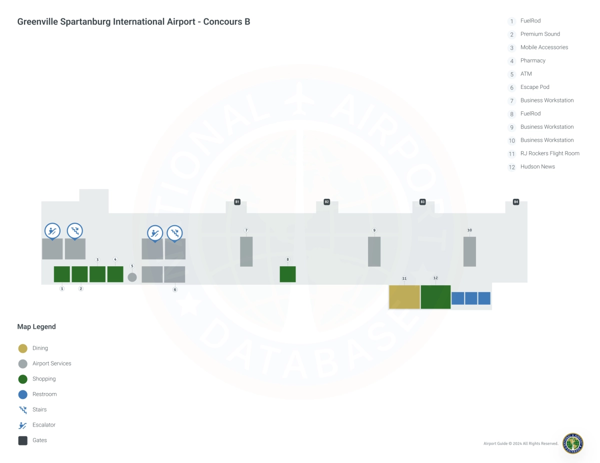 Greenville Spartanburg Airport GSP | Terminal 3/Level 1 Map