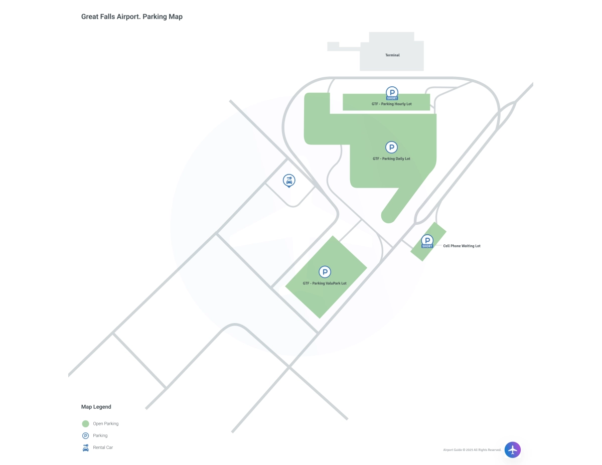 Great Falls International Airport (GTF) Parking Map