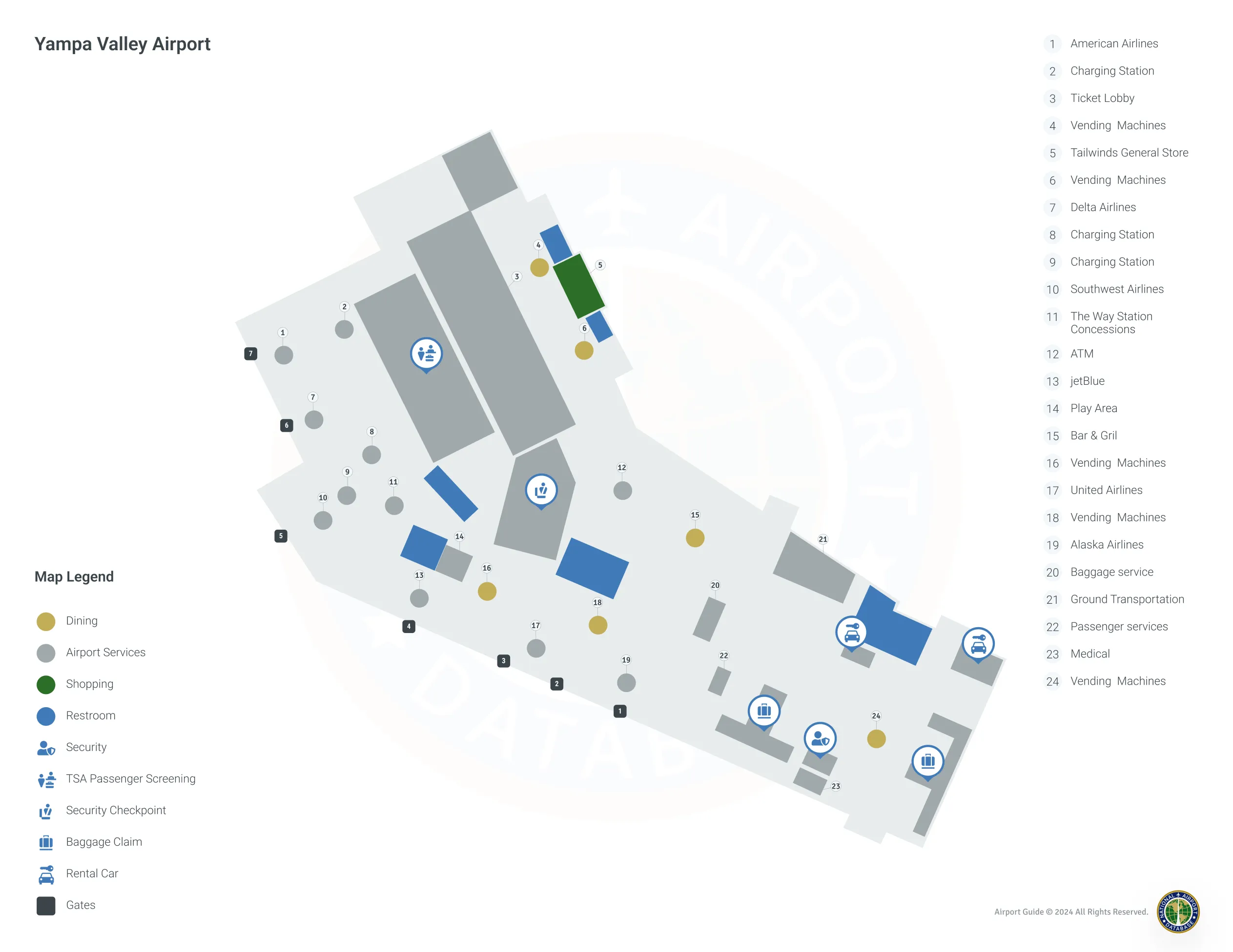 Yampa Valley Airport HDN | Terminal 1/Level 1 Map