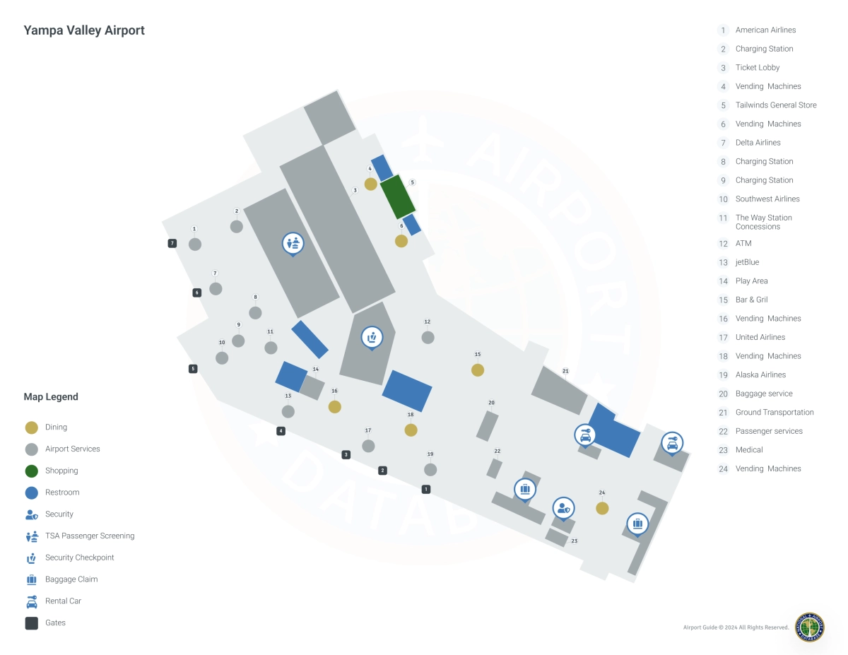 Yampa Valley Airport HDN | Terminal 1/Level 1 Map