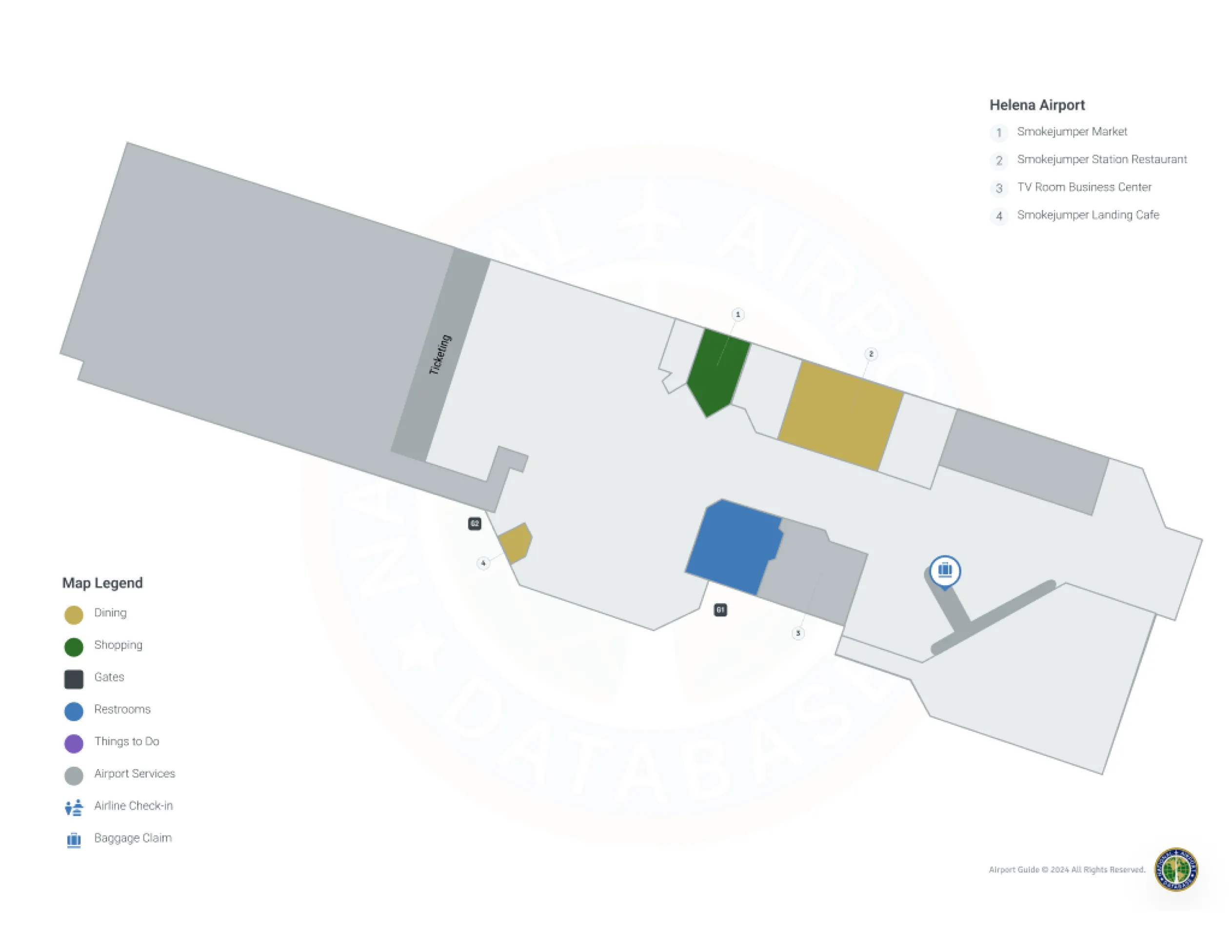 Helena Airport HLN | Terminal 1/Level 1 Map