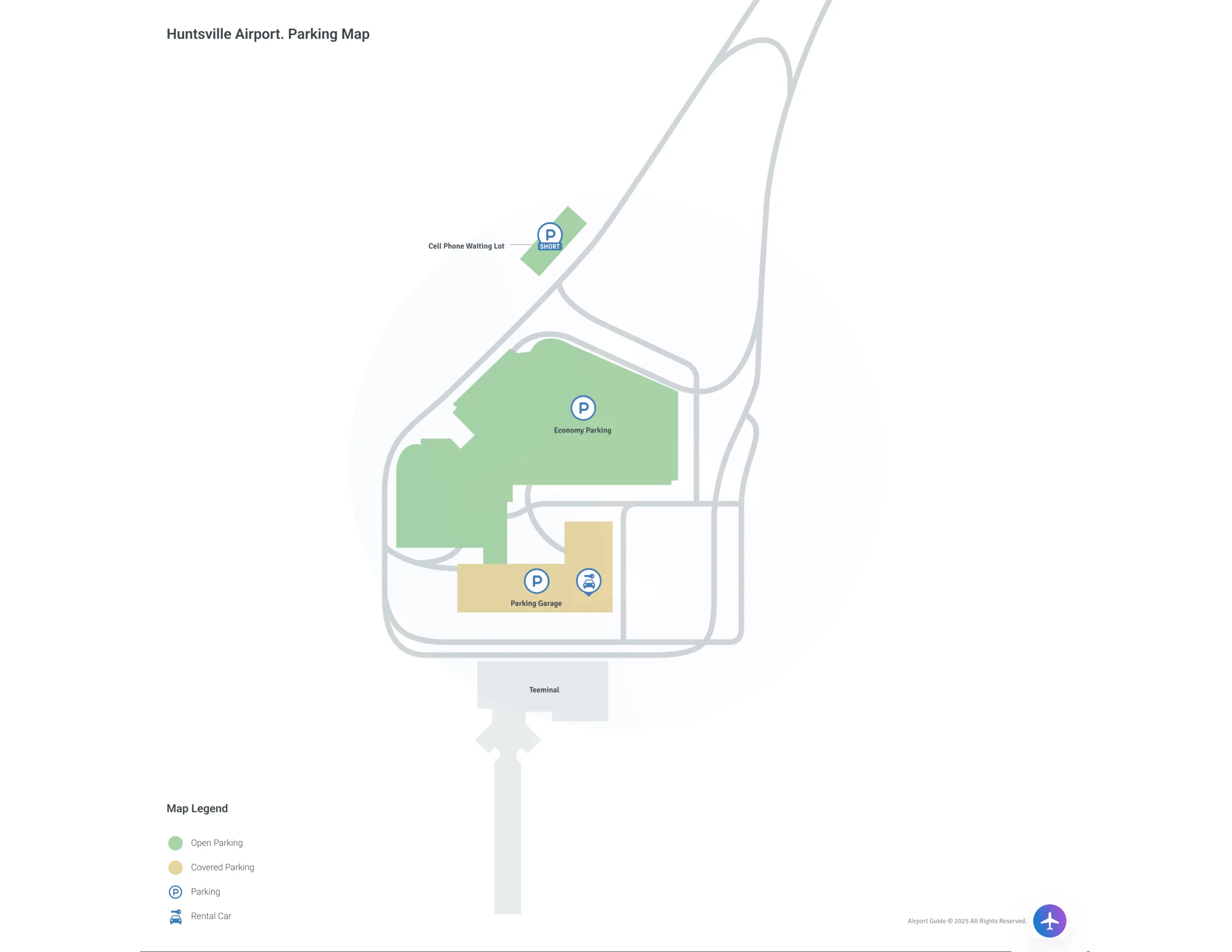 Huntsville International Airport-Carl T Jones Field (HSV) Parking Map