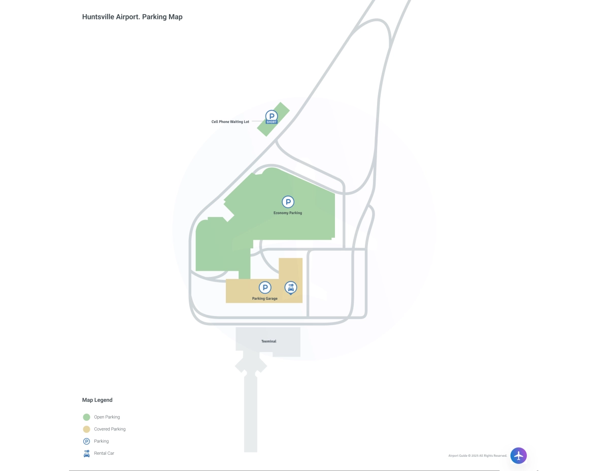 Huntsville International Airport-Carl T Jones Field (HSV) Parking Map