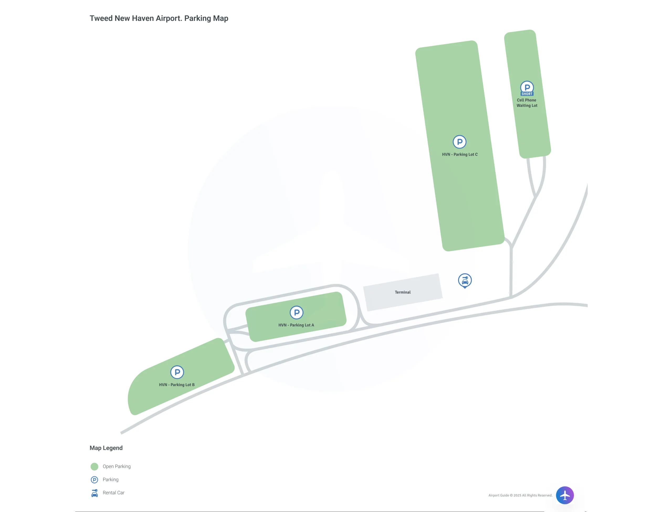 Tweed-New Haven Airport (HVN) Parking Map