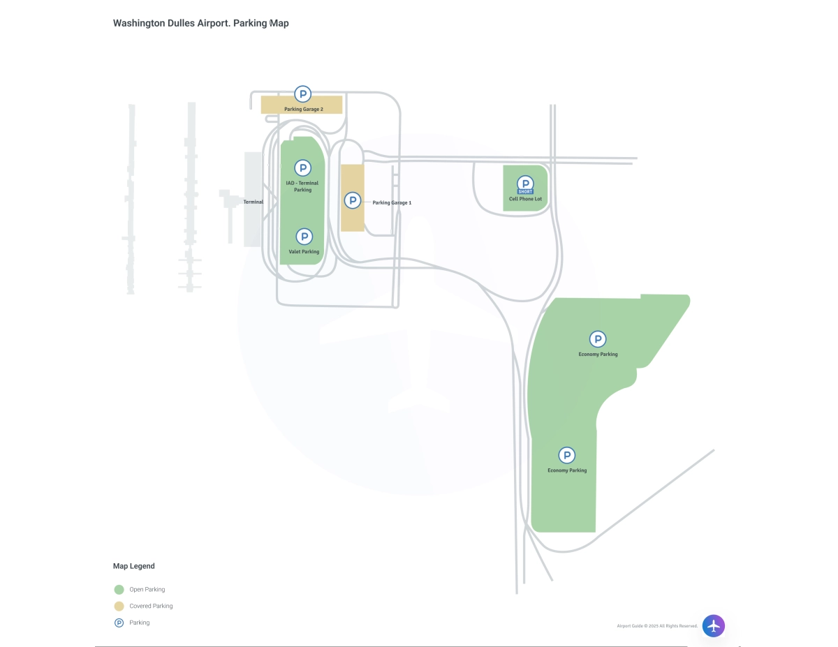 Washington Dulles International Airport (IAD) Parking Map