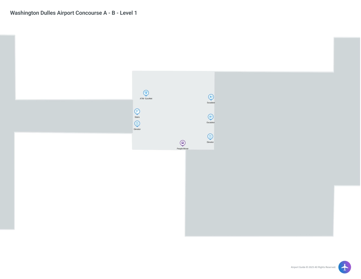Washington Dulles Airport IAD | Concourse A/Level 1 Map