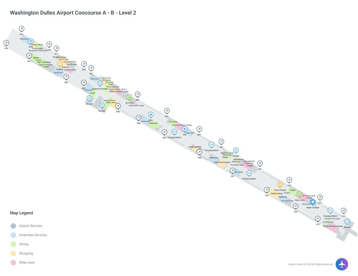 IAD Concourse A Level 2 map