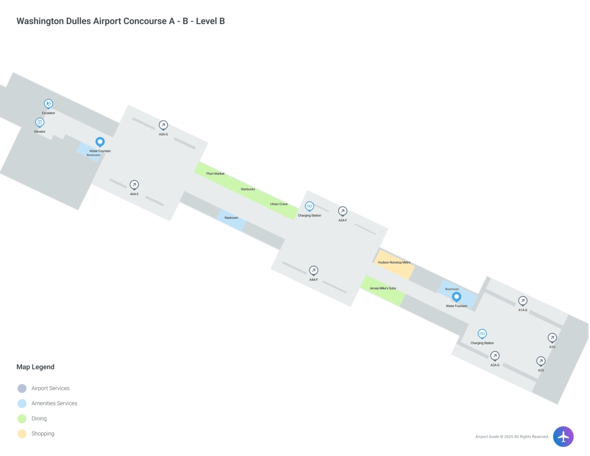 IAD Concourse A Level B map