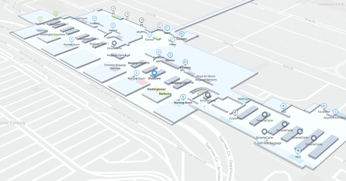 Washington Dulles International Airport Terminal Interactive Map