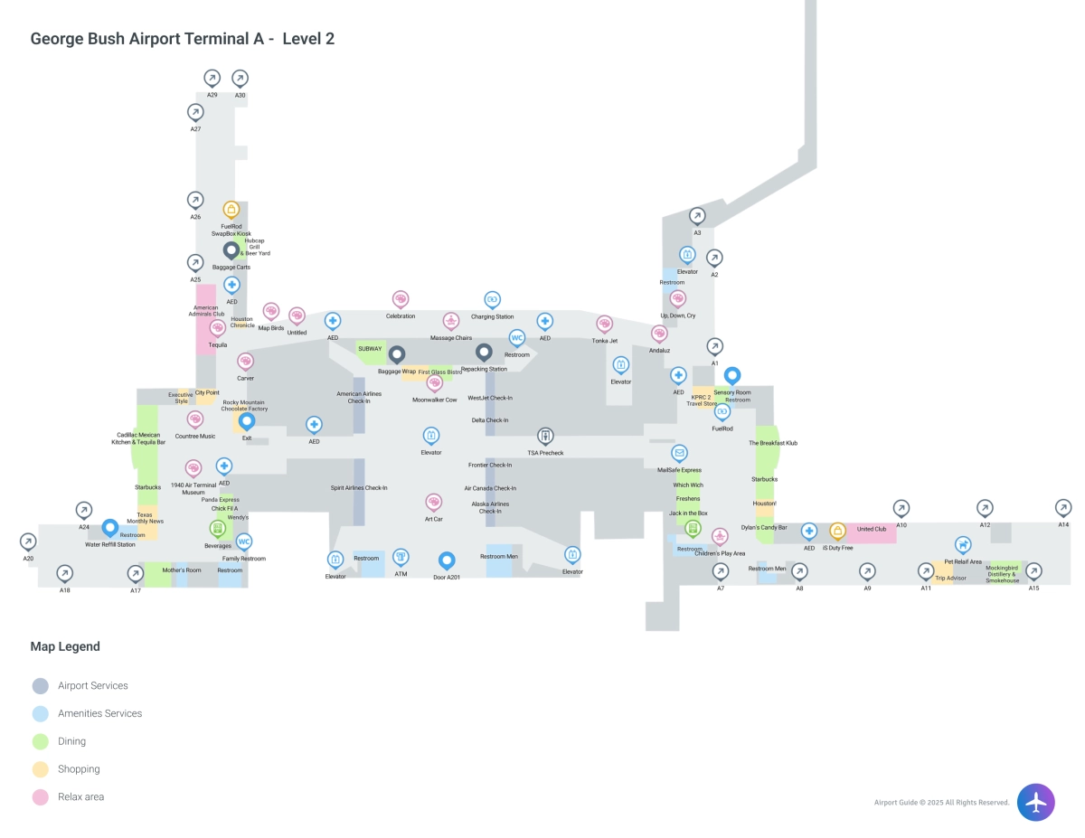 IAH Terminal A / Level 2 Map