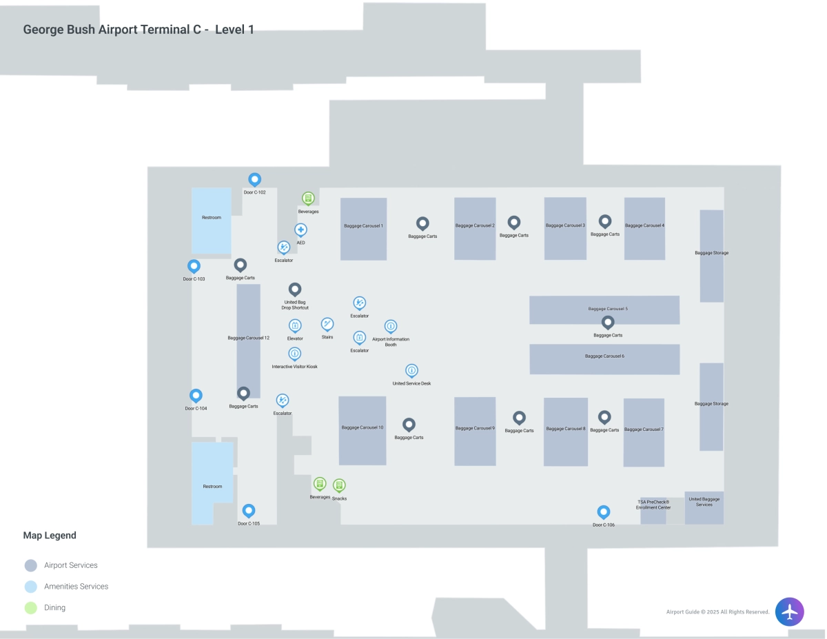 IAH Terminal C / Level 1 Map