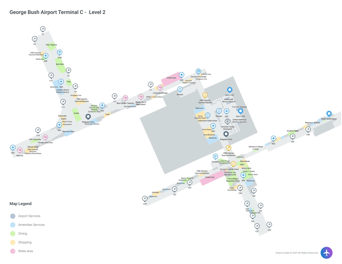 IAH Terminal C / Level 2 Map