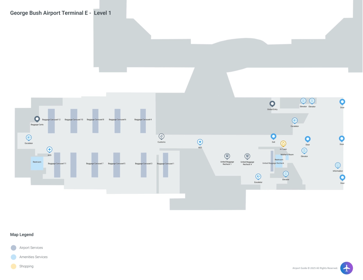 IAH Terminal E / Level 1 Map