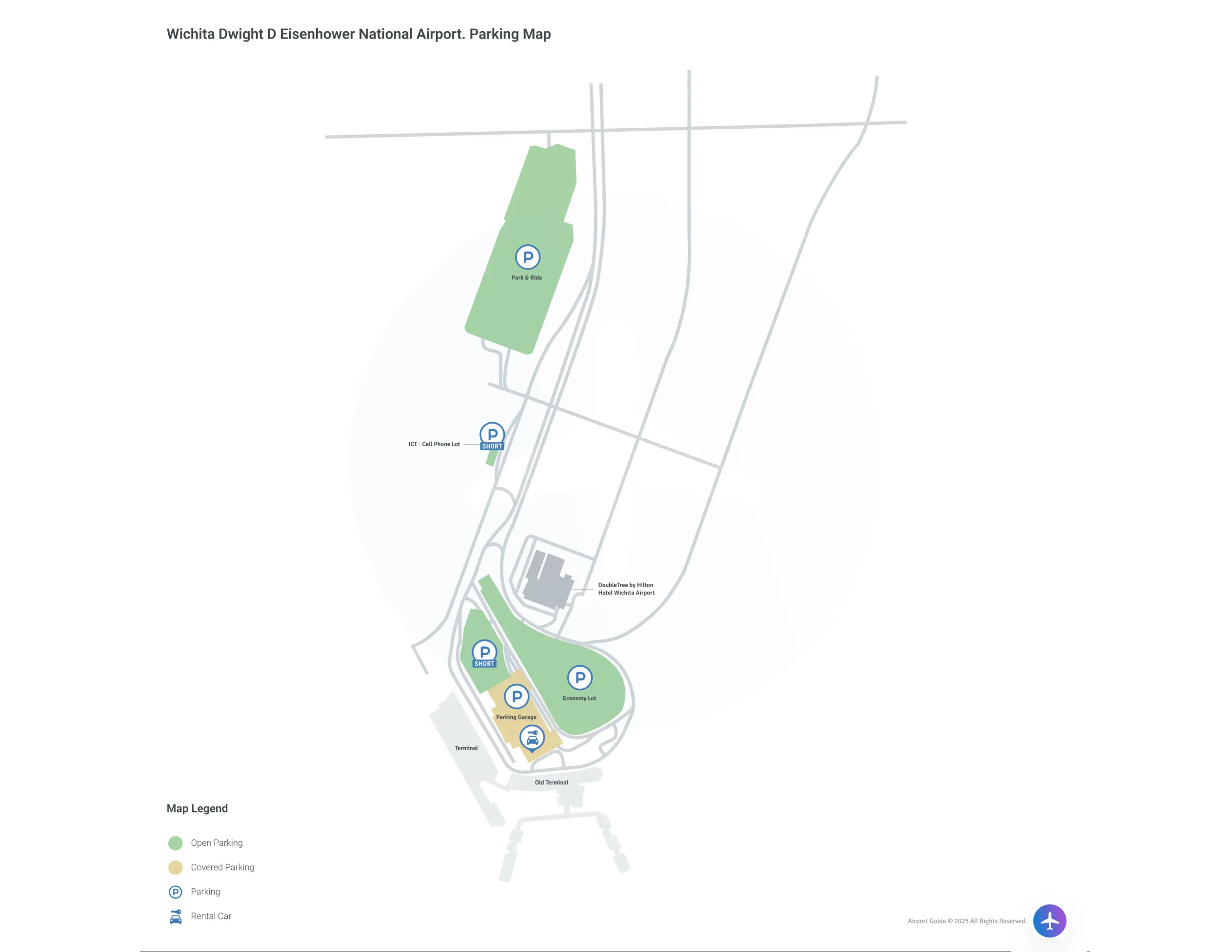 Wichita Dwight D Eisenhower National Airport (ICT) Parking Map