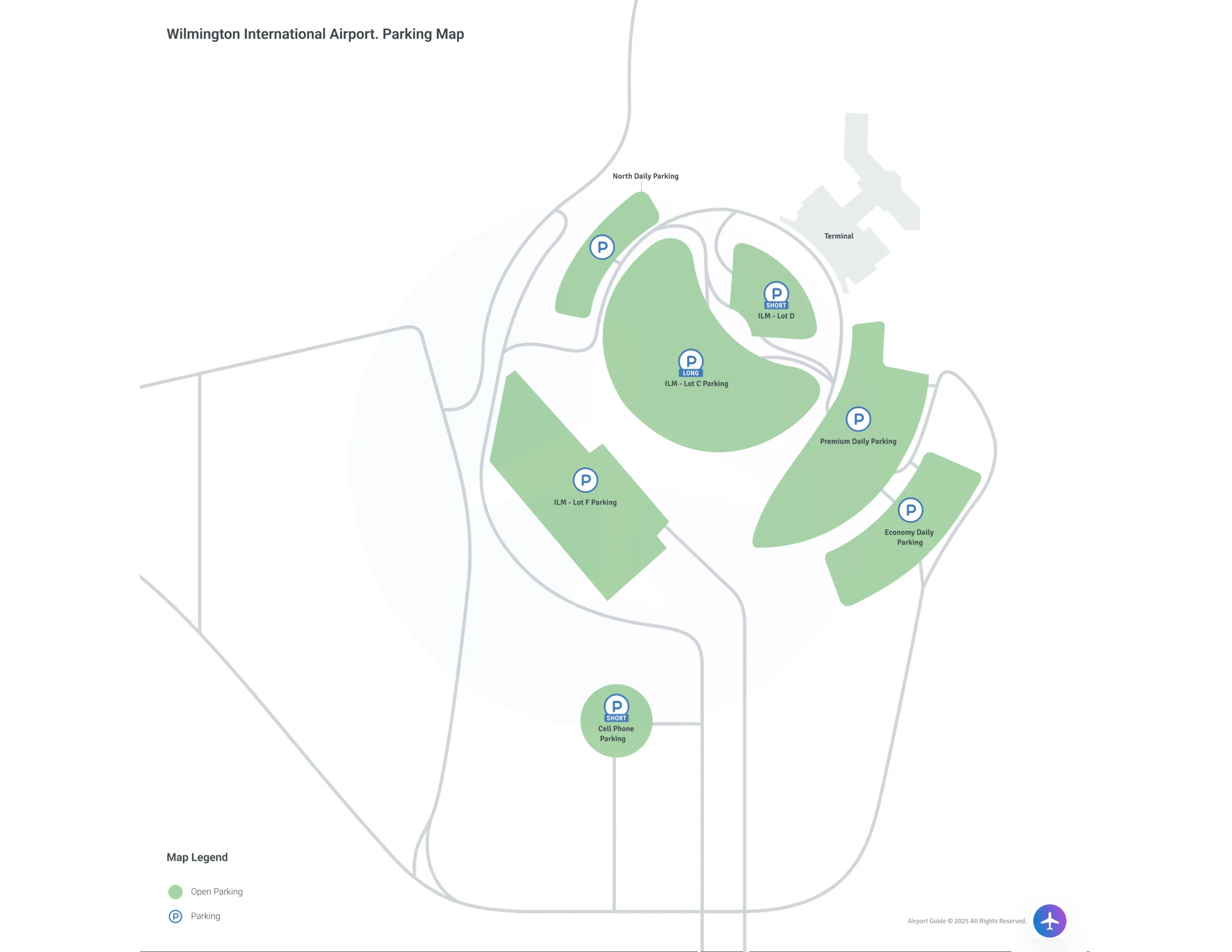 Wilmington International Airport (ILM) Parking Map