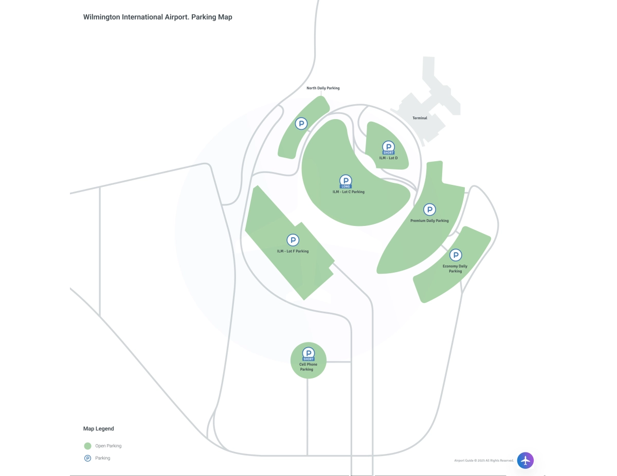 Wilmington International Airport (ILM) Parking Map