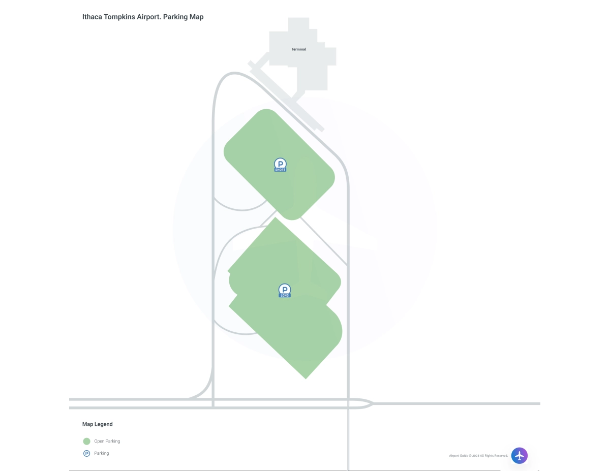 Ithaca Tompkins Regional Airport (ITH) Parking Map