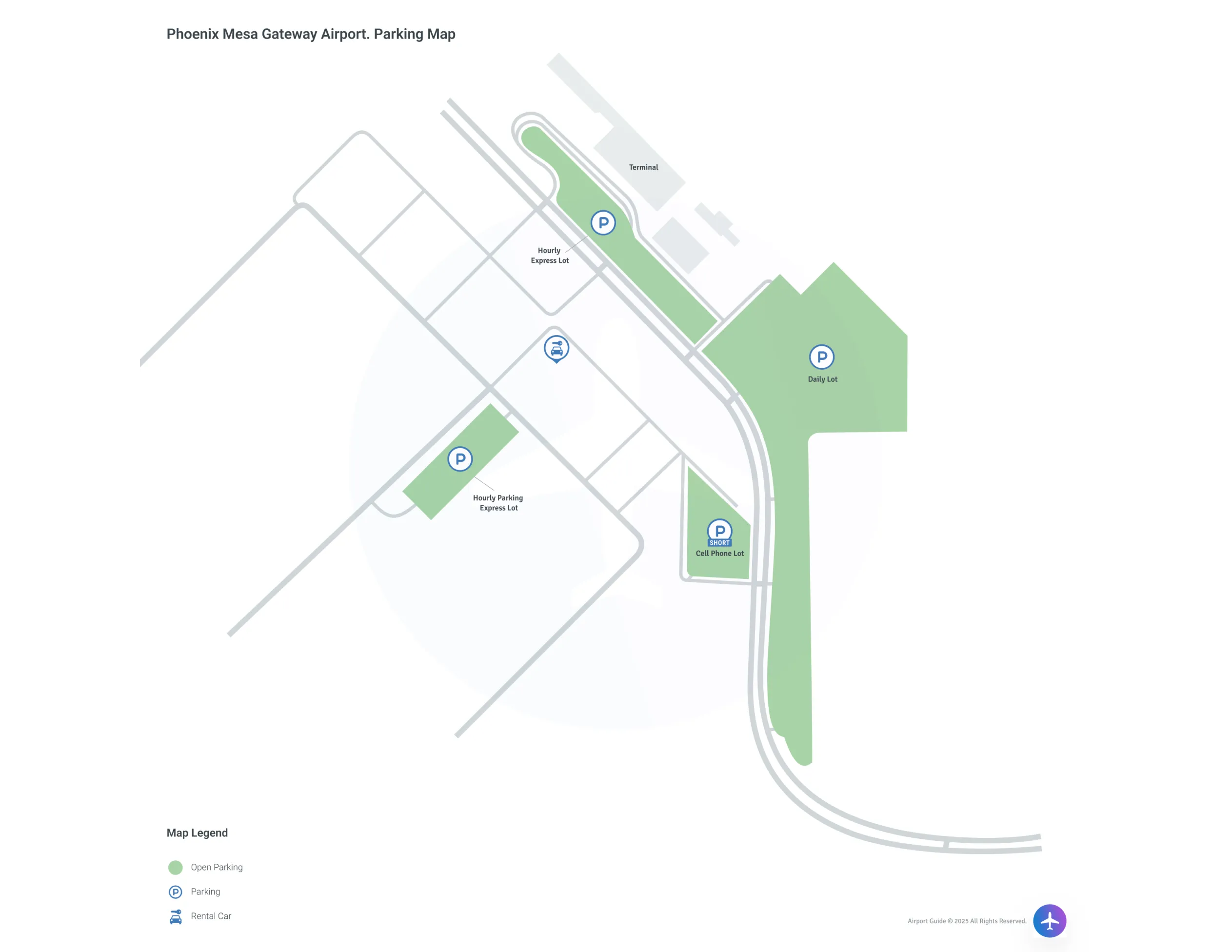 Phoenix-Mesa Gateway Airport (IWA) Parking Map