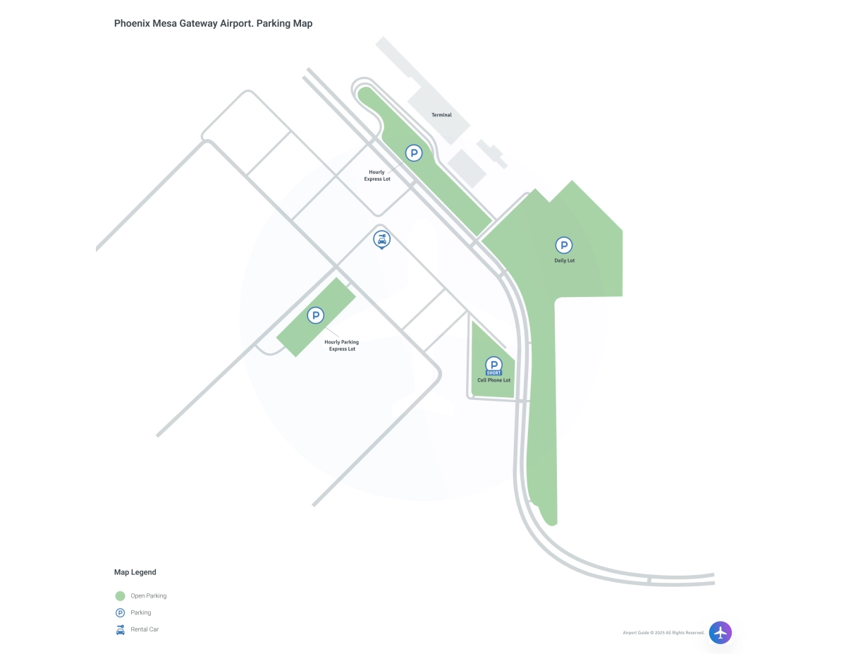 Phoenix-Mesa Gateway Airport (IWA) Parking Map
