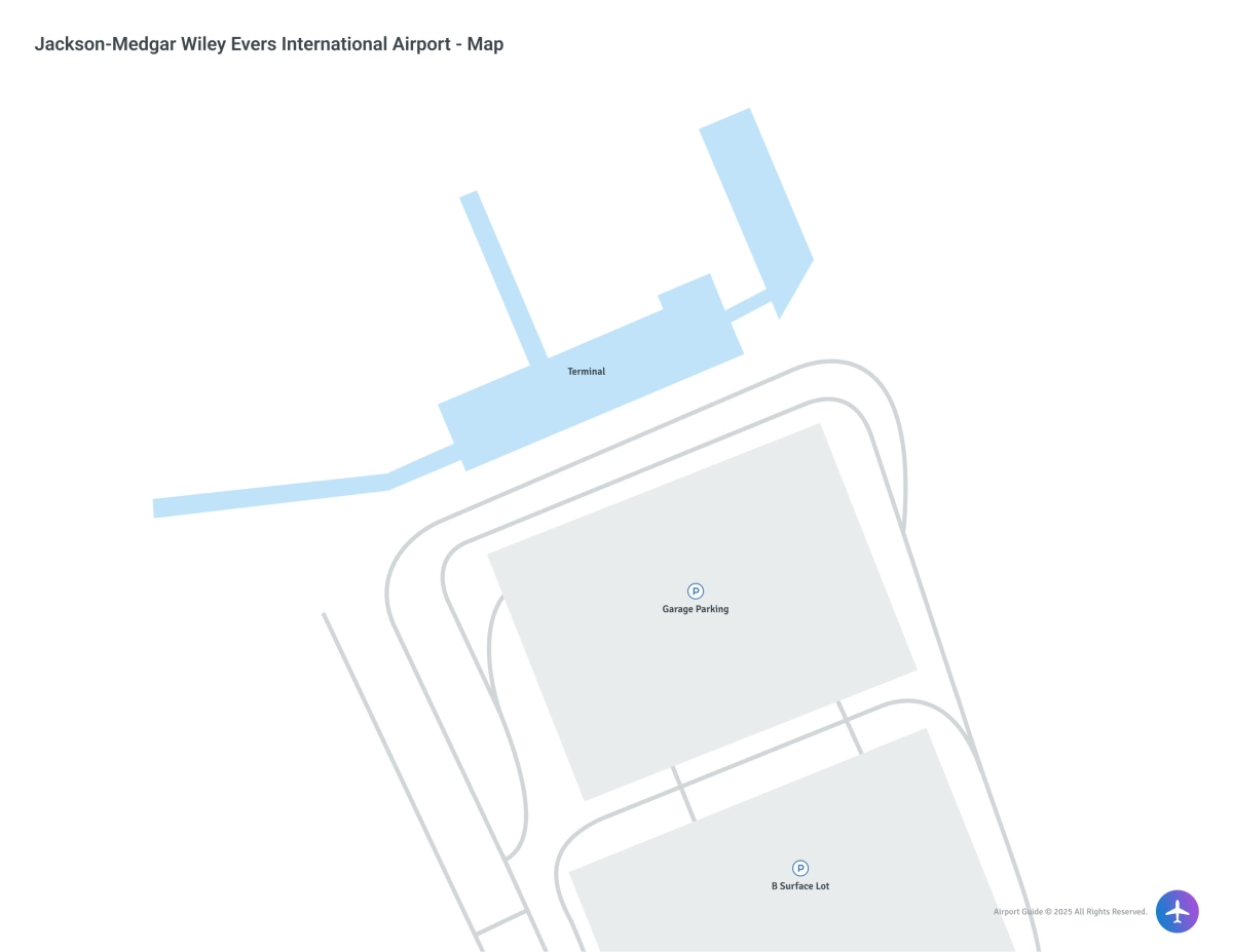 Jackson-Medgar Wiley Evers International Airport (JAN) Map