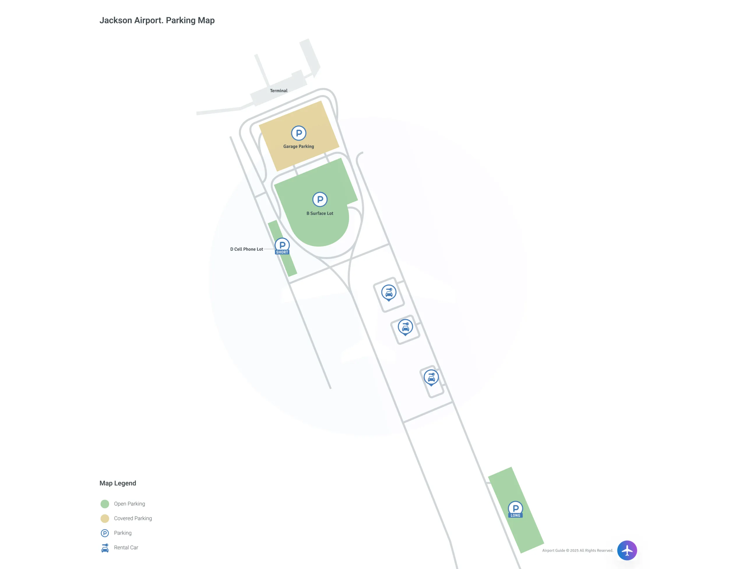 Jackson-Medgar Wiley Evers International Airport (JAN) Parking Map