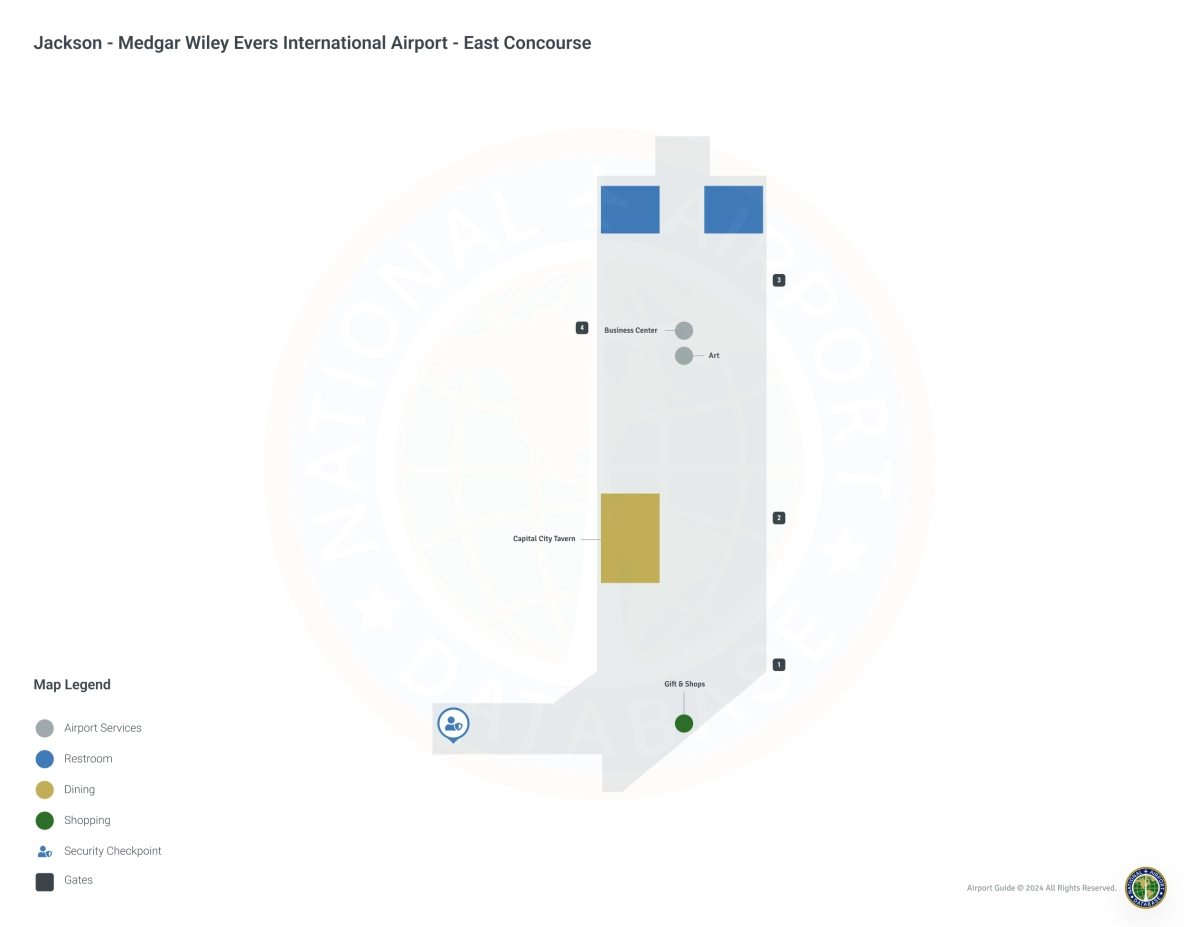 JAN Concourse East / Level 1 Map