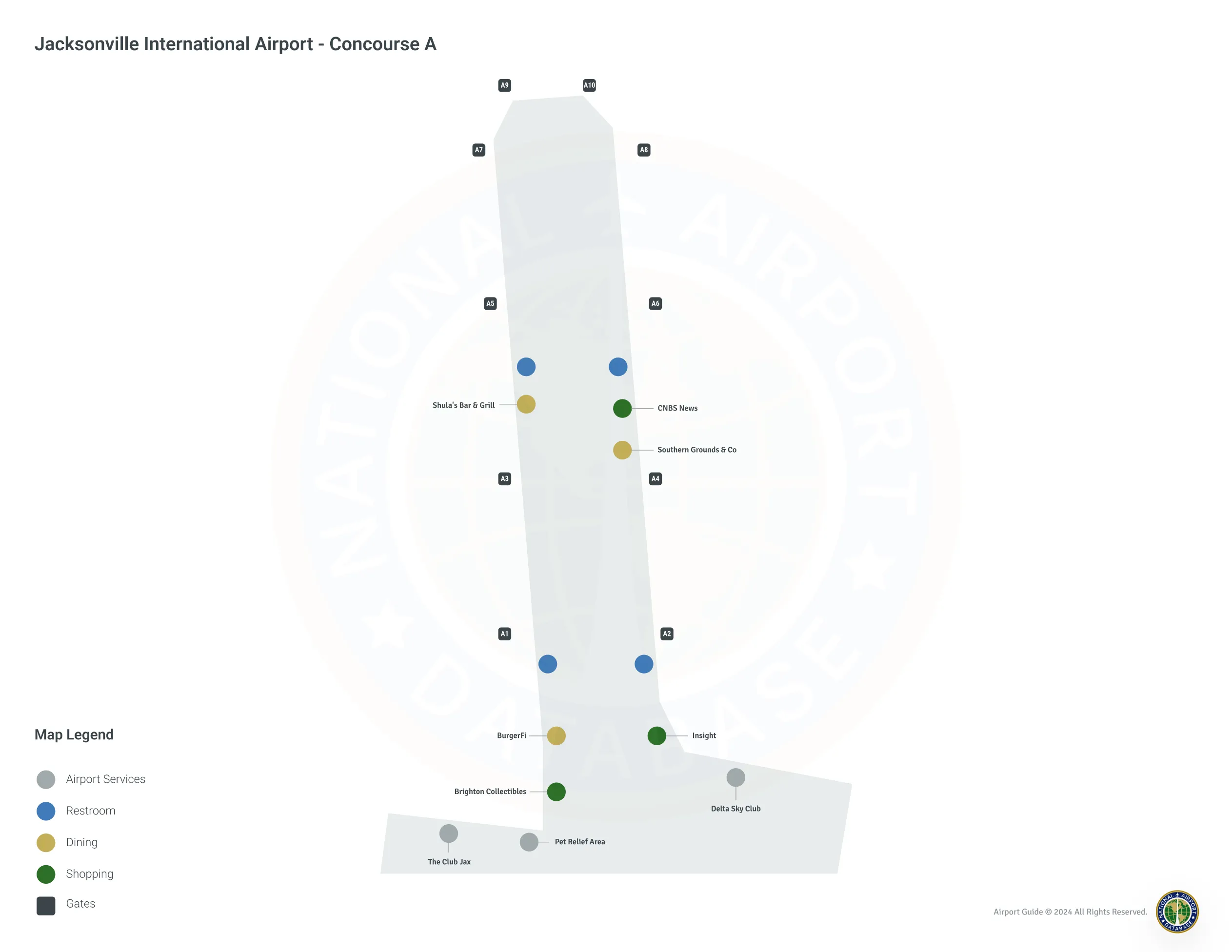 JAX Concourse A Level 1 map