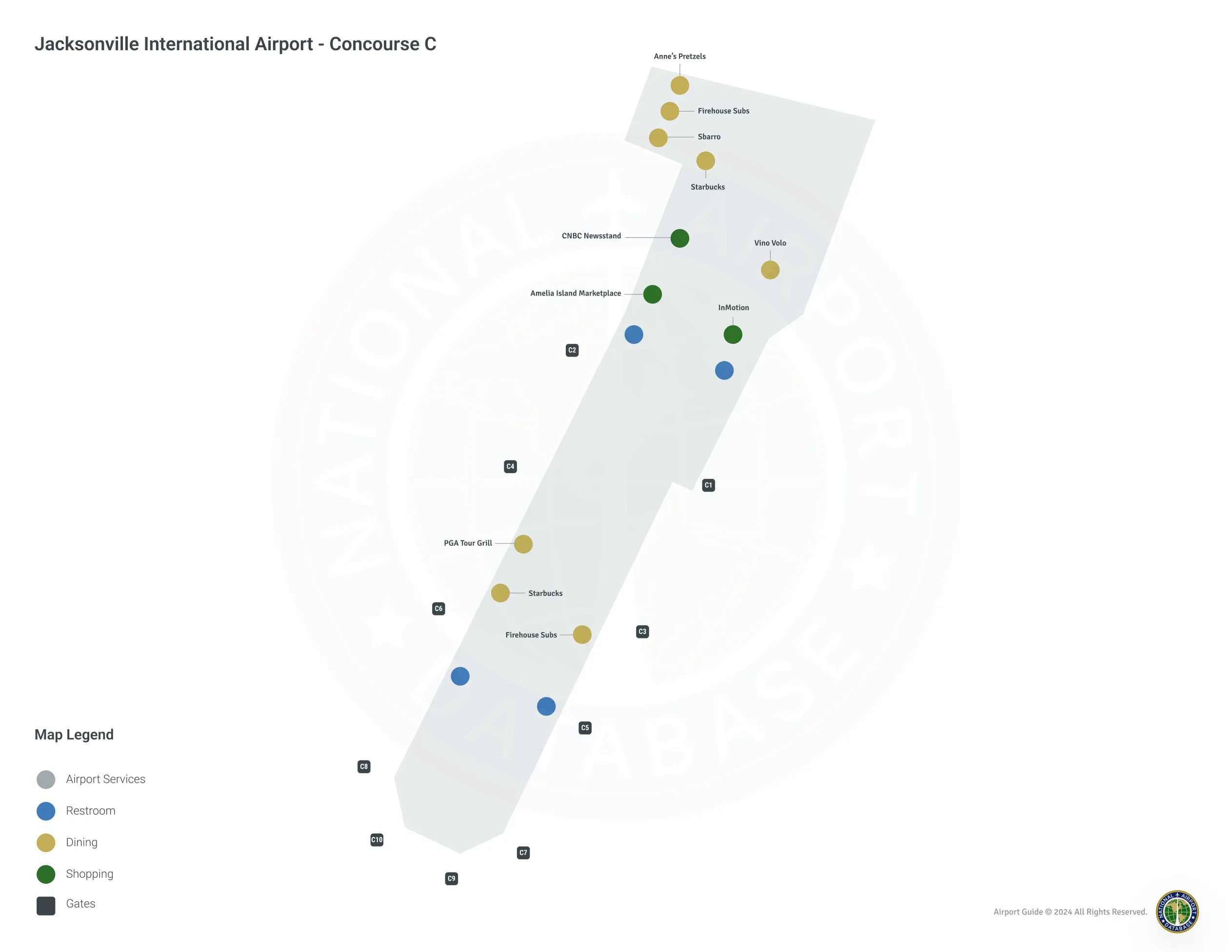 JAX Concourse C Level 1 map
