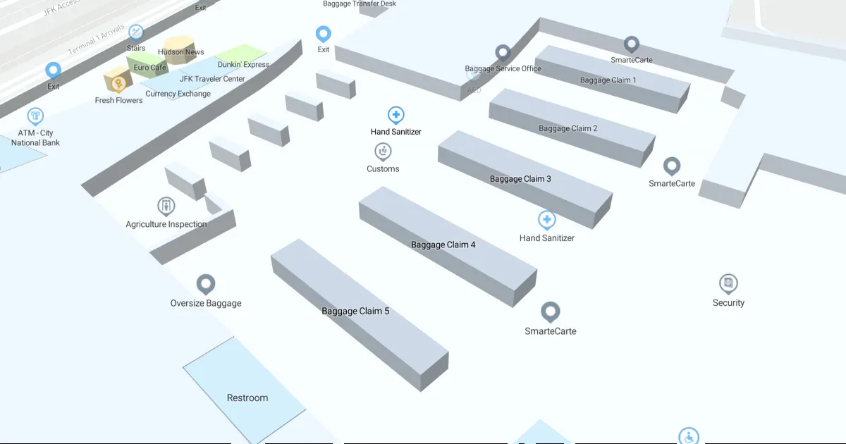 JFK Terminal 1 Level 1 Interactive map